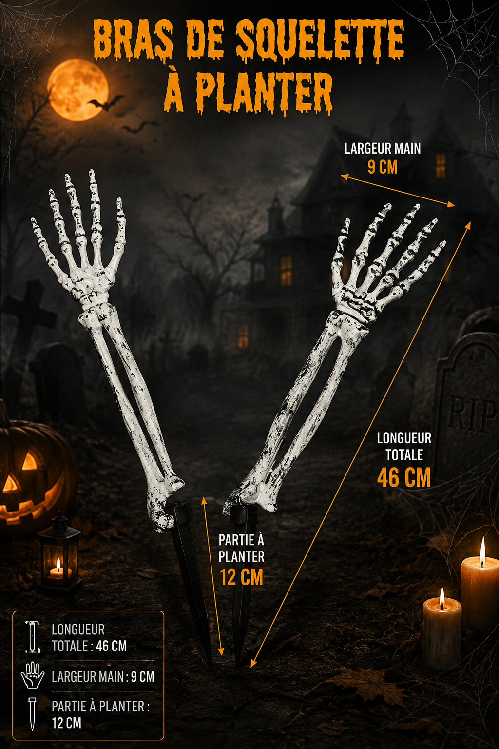 Bras de Squelette Halloween à Planter – Décoration Effrayante