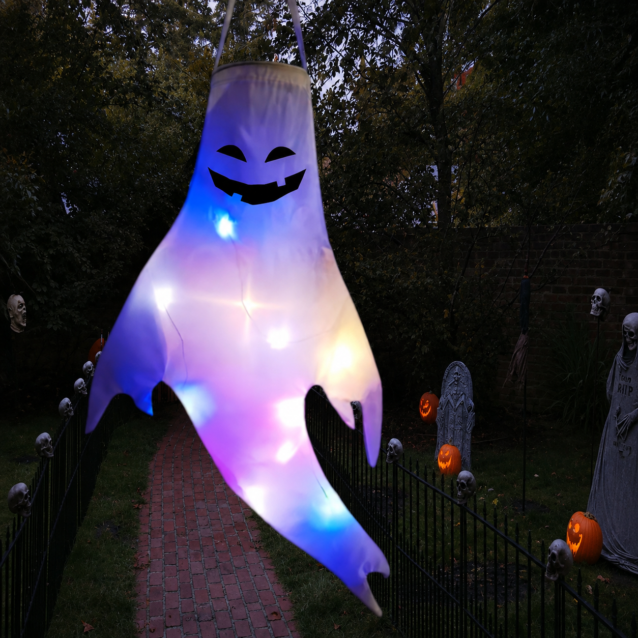 Fantôme Suspendu Lumineux LED – Édition Halloween